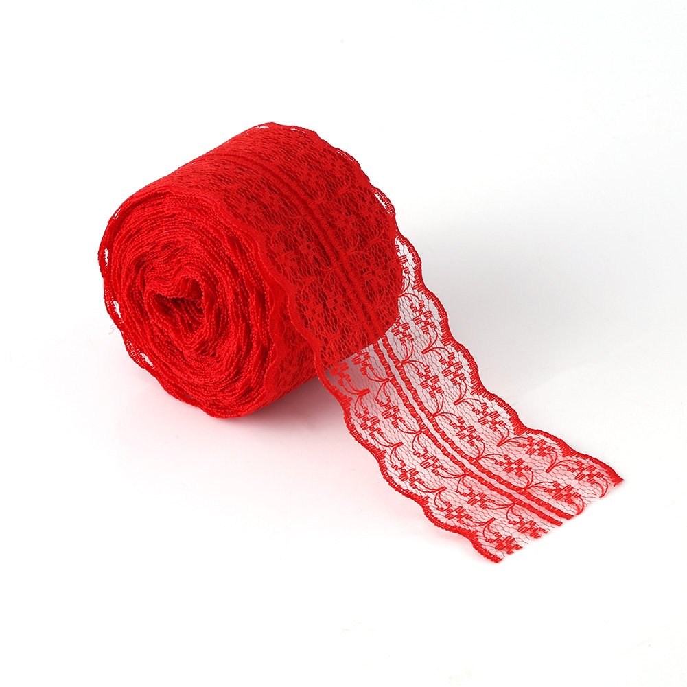 Red Lace Ribbon 10m 4.5cm Wide for DIY Sewing Crafts Wedding Decoration Party Supplies
