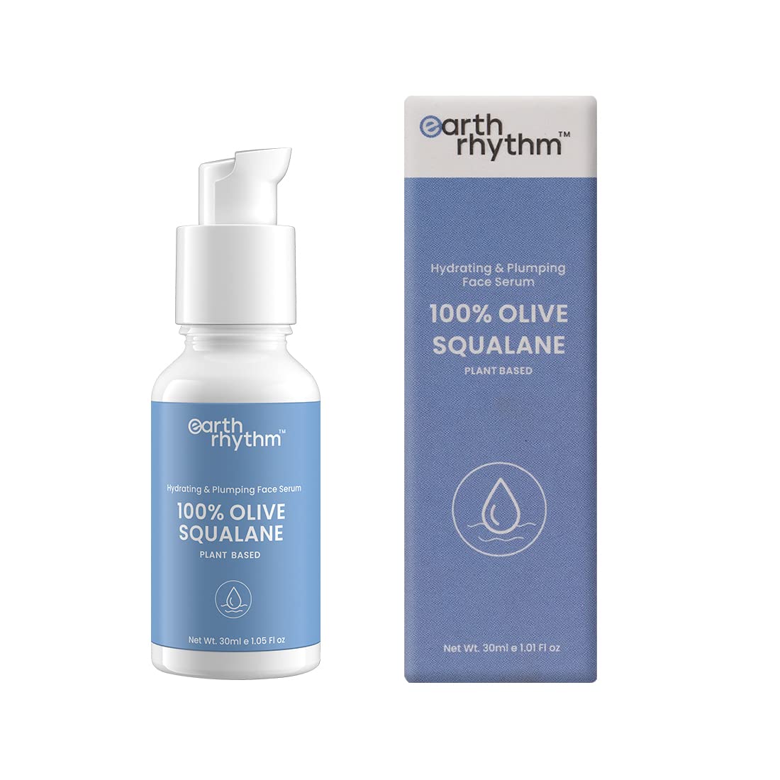 Earth Rhythm 100% Squalane Plant Derived Hydrating Plumping Face Serum - 30 ML | Lightweight, Non Greasy, Act as Skin Own Oil to Prevent Moisture Loss