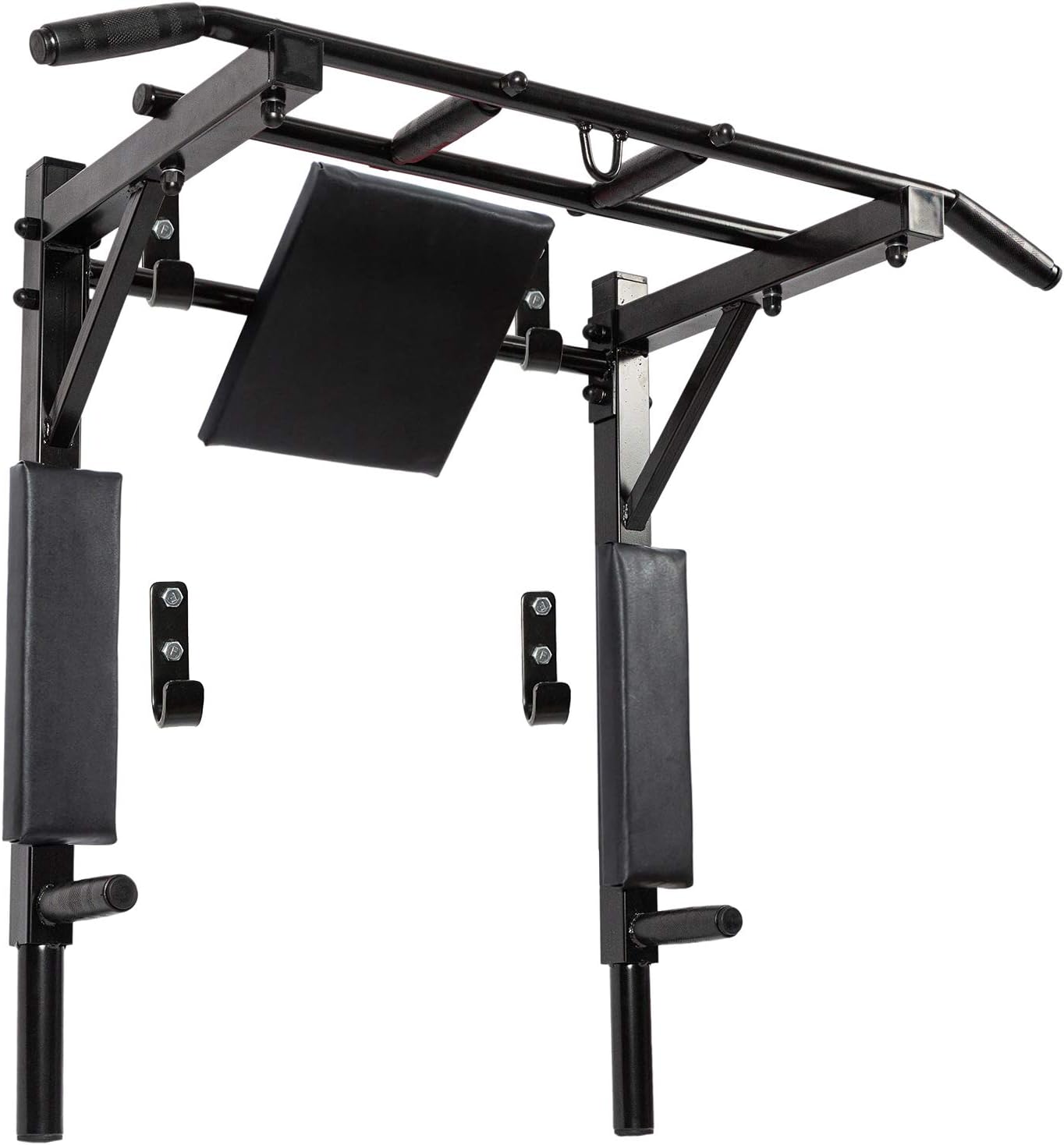 Wall Mounted Pull Up Bar and Dip Station Multi-Grip Chin Up Bar Dip Stands Compact Power Tower for Indoor Home Gym Workout Multifunctional Fitness Training Equipment