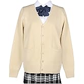 Blostirno Women's Cardigan School Uniform Sweater Cardigans V-Neck Long Sleeve Button Down Knit with Pockets
