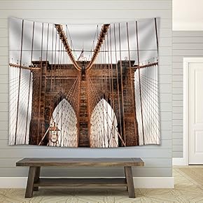 Brooklyn Bridge, New York, USA - Fabric Wall Tapestry Home Decor - 51x60 inches