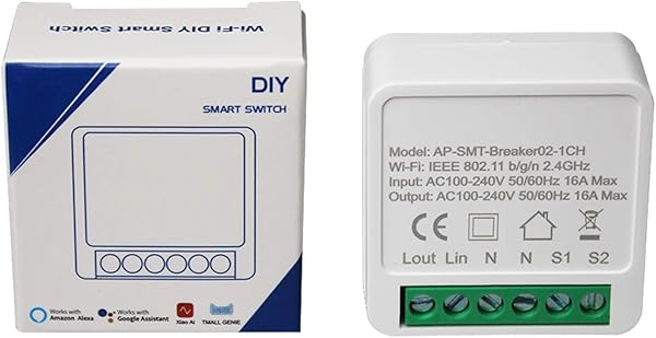 Gaetooely 16A Smart WiFi DIY Switch MDulo de AutomatizaciN del Hogar Inteligente Funciona con la AplicaciN Alexa Home Smart Life