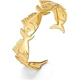 TONLUYAX Chunky Gold Fish Cuff Bracelets for Women Summer Beach Bracelet Fish Bangle Adjustable Statement Open Bracelets Jewelry
