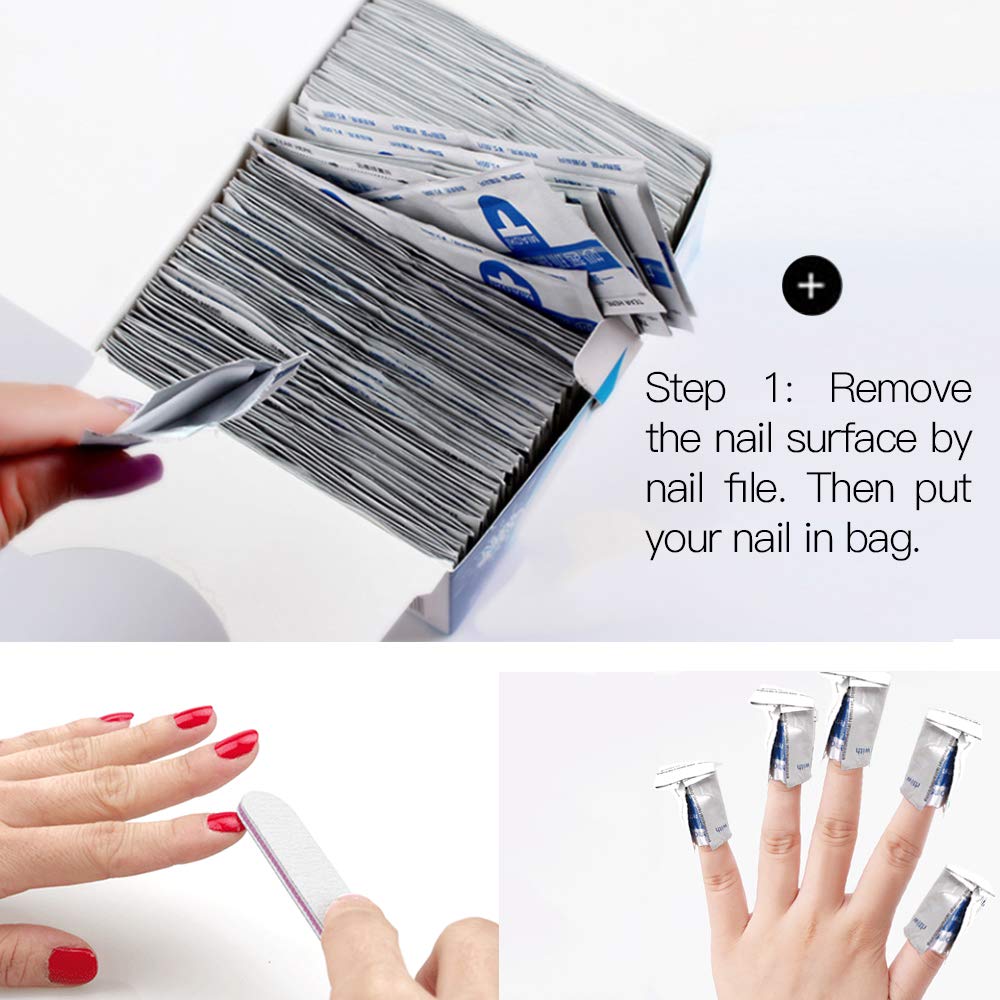 Foil Nail Polish Remover Pads,AIDUE 200PCS Acrylic Nail Polish Remover Wipes UV Gel Nail Polish Remover