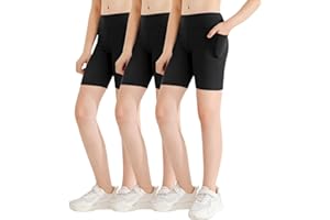 Patgoal Girls Athletic Volleyball Biker Shorts Kids Dance Yoga Running Soccer Gymnastics Compression Shorts with Pockets