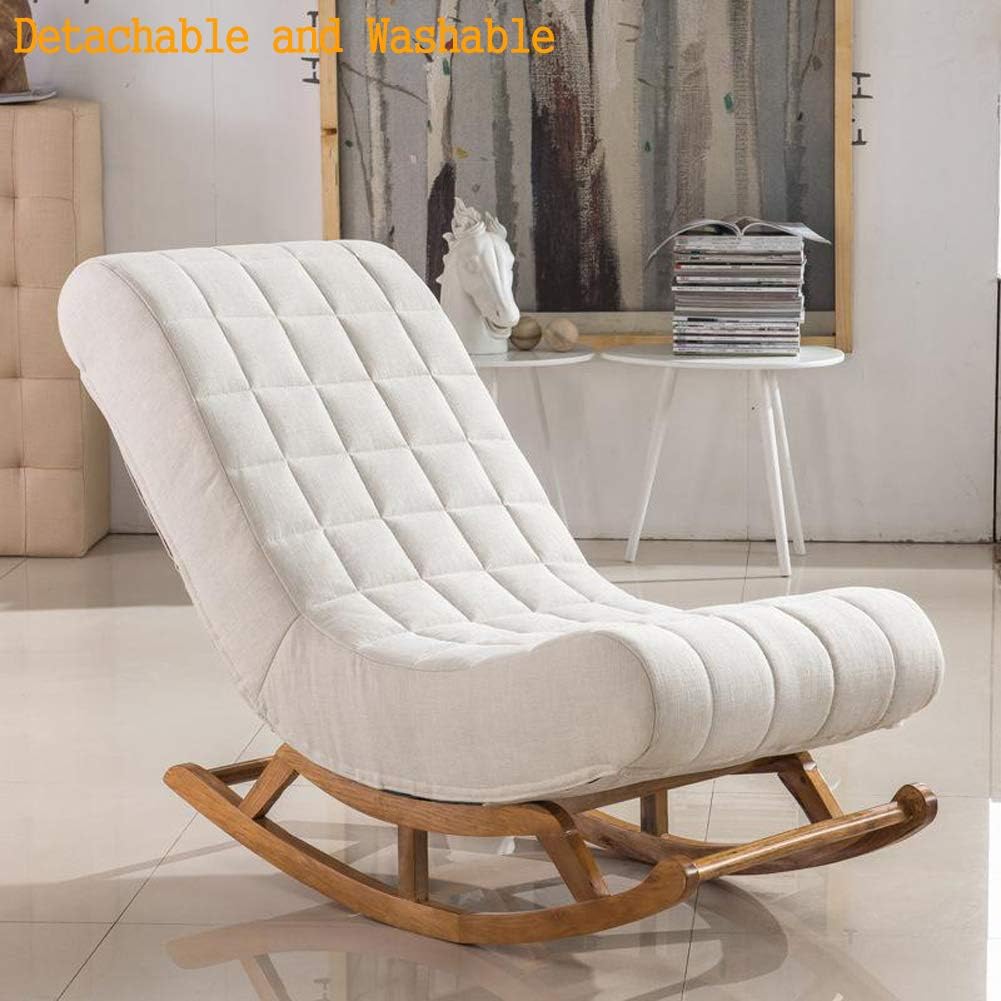 KWYJ Rocking Lounge Chair Fabric Upholstery and Wood for Home Furniture Living Room