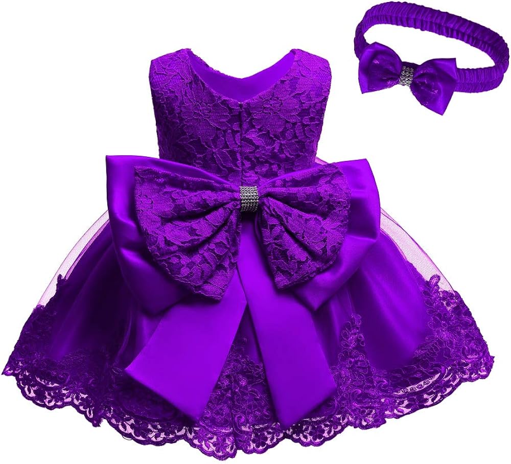 Toddler Baby Girls Formal Dresses Infant Bowknot Embroidery Tutu Lace