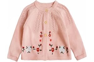 Simplee kids Baby Girl Thin Sweater Solid White Pink Cardigans for Toddler 0-3Years