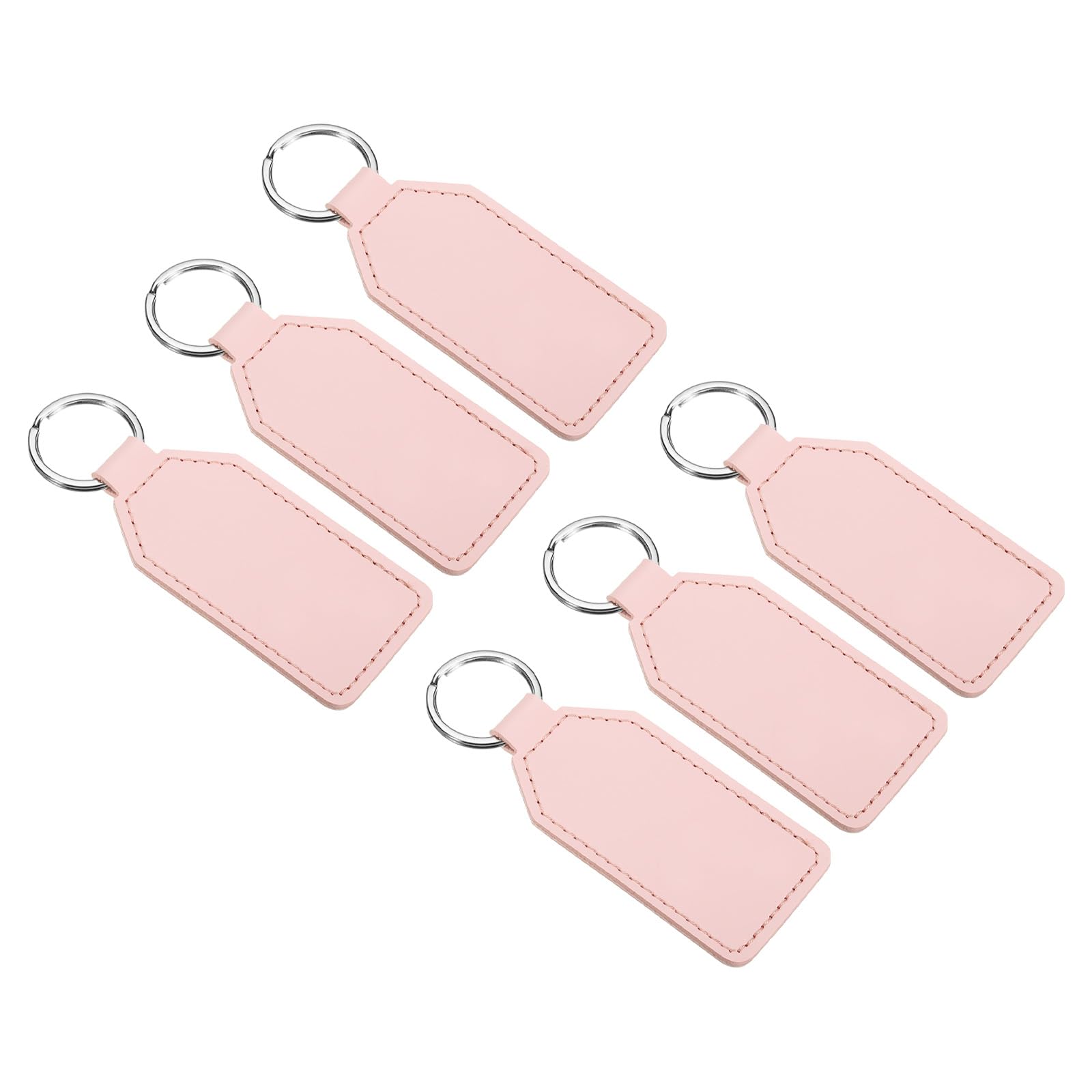 PATIKIL Sublimation Keychain Blanks, 6 Pack PU Leather Keychain Blanks Key Fob with Rings for DIY Keyring Car Home Keys, Pink