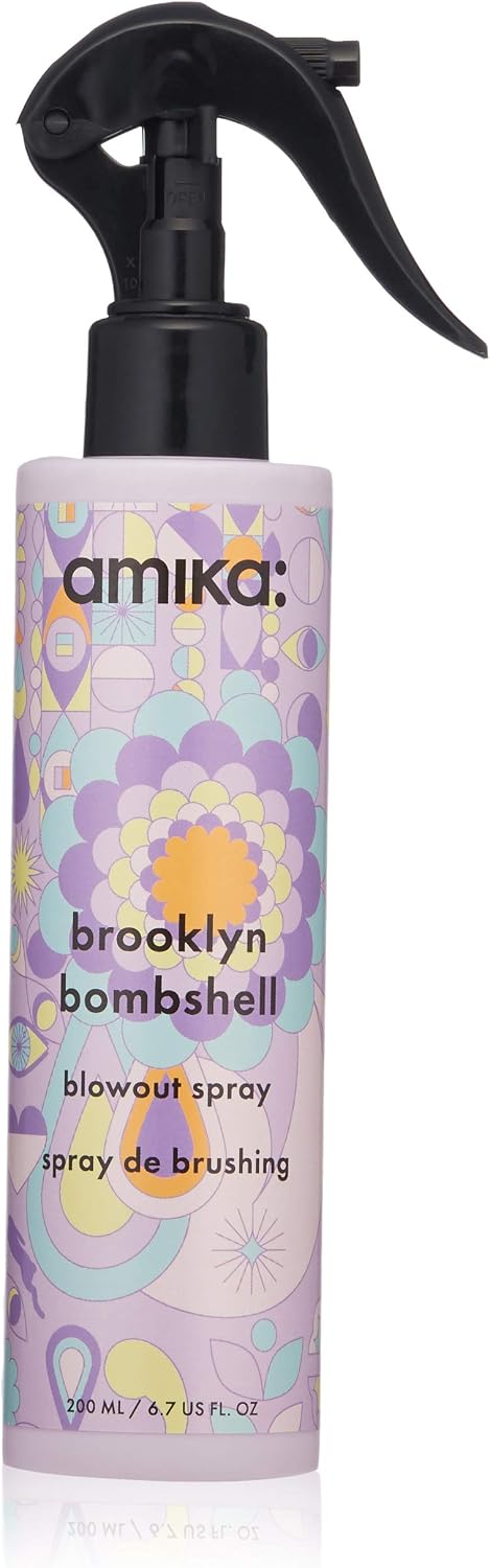 amika brooklyn bombshell blowout + blow dry spray, weightless heat protection spray for hair
