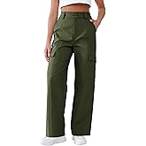 YIPINK Women's High Waist Cargo Pants with Multiple Pockets Comfortable Flexible Fit Casual Wear Work Hiking