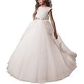 ABAO SISTER Fancy Flower Girl Dress Fancy Puffy Long Dress by Lace and Tulle Ball Gown for Wedding Communion