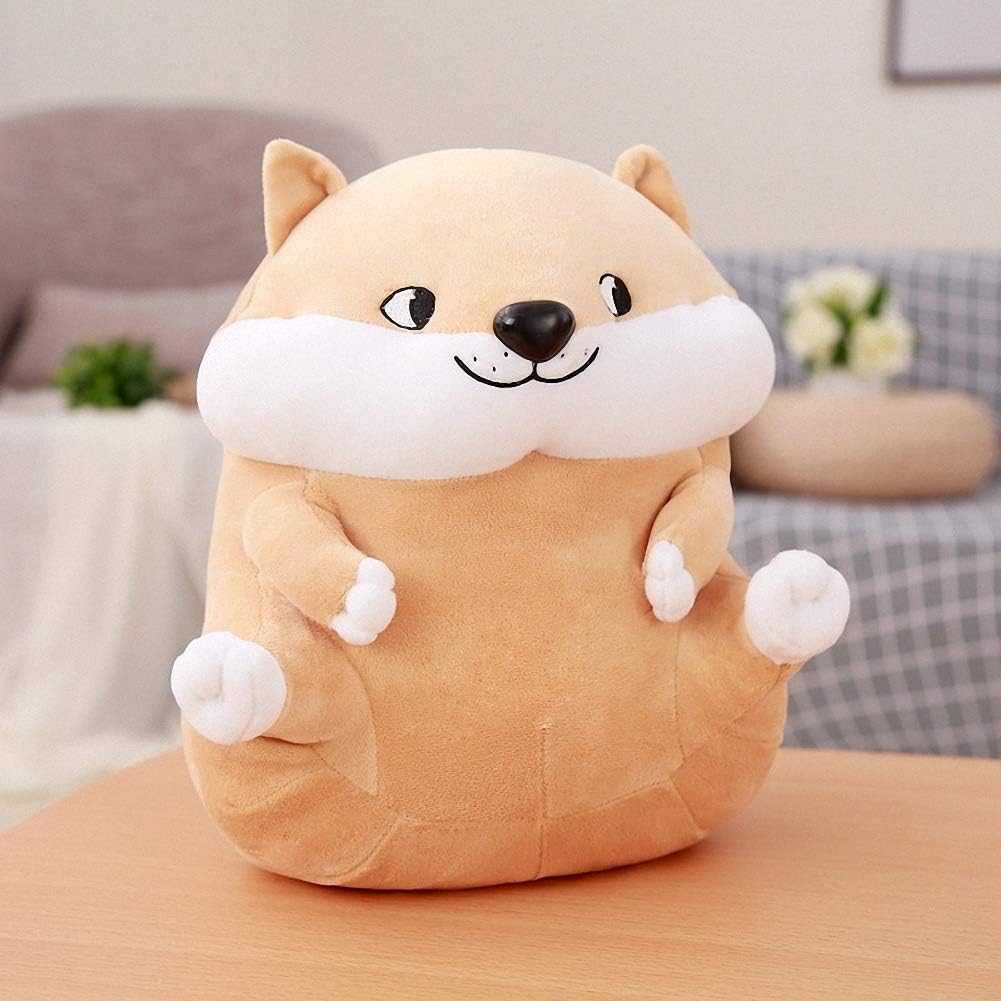 Cute Shiba Inu Puppy Dog Plush Pillow Soft Stuffed Animal Play Doll Baby Hugging Toy Sleeping Bolster Pet Throw Pillow Bed Sofa Nap Cushion Nursery Office Home Decor Gift for Kids Girlfriend, Brown