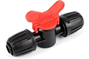 RedChili 10 Pcs 1/2 Inch Irrigation Tubing Shut Off Valve Fittings, (1/2" ID x0.6-0.65" OD) 16mm Drip Tubing Barbed Locked Nuts Connectors Anti-Drop 1/2" Inline Valve Parts for Garden Drip System