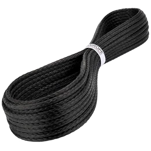 Kanirope® Dyneema Rope PRO 3mm 10m Black 12Strand Braided SK78 Heat