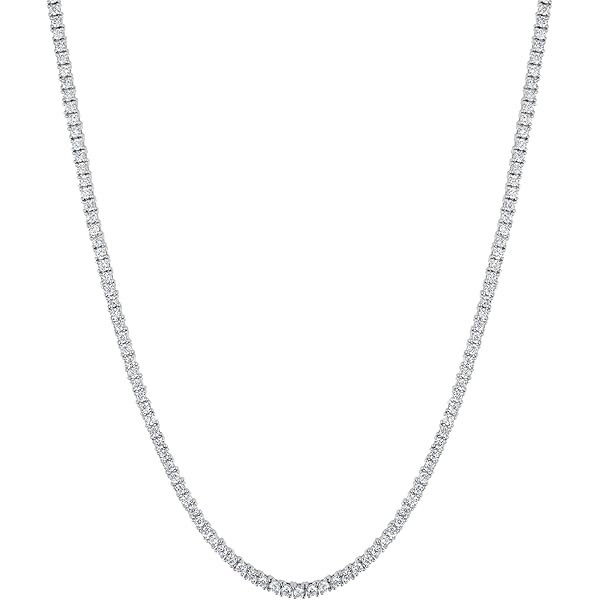 TIKJE Tennis Necklace 925 Sterling Silver| 2mm Round Cubic