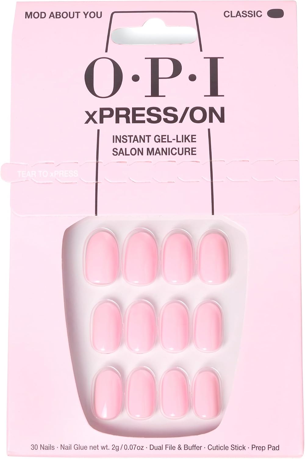OPI xPRESS-ON Mod About You Light Pink Short Round Nails with Glue