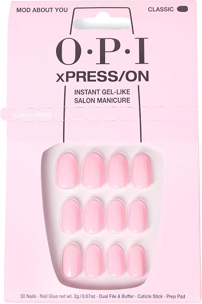 OPI xPRESS-ON Mod About You Light Pink Short Round Nails with Glue