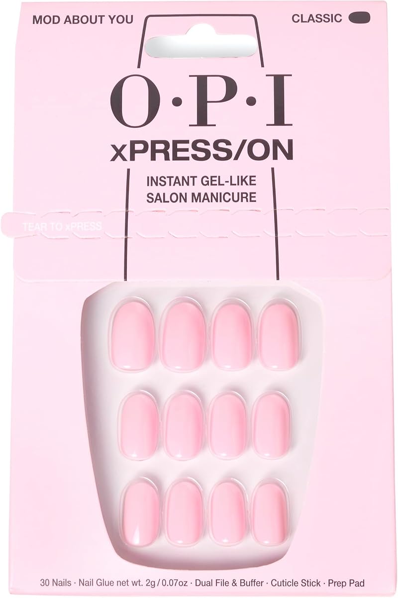 OPI xPRESS-ON Mod About You Light Pink Short Round Nails with Glue