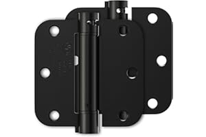 Luxbaro 2 Pack Self Closing Door Hinges 3.5 Inch, Matte Black Spring Loaded Hinges with 5/8'' Radius Corners, Adjustable Tension for Garage, Front Door, for Left and Right Hand Door, UL Listed