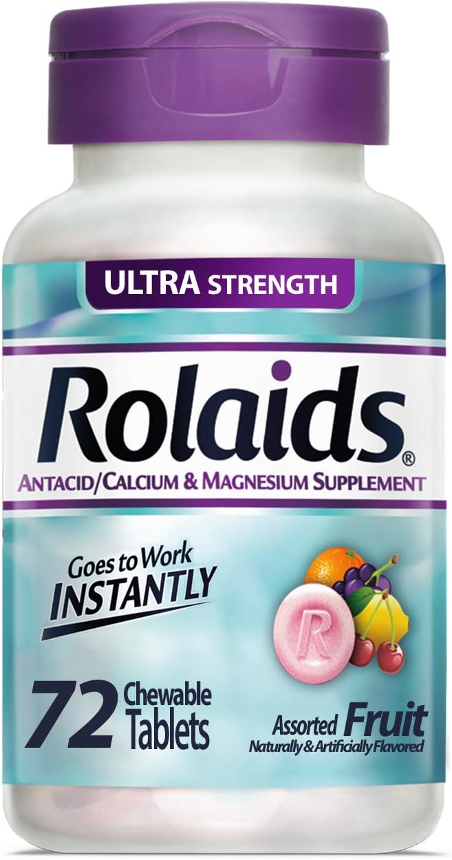 Rolaids Antacid Calcium & Magnesium Supplement Ultra Strength Tablets, Fruit 72 ea: Health & Personal Care