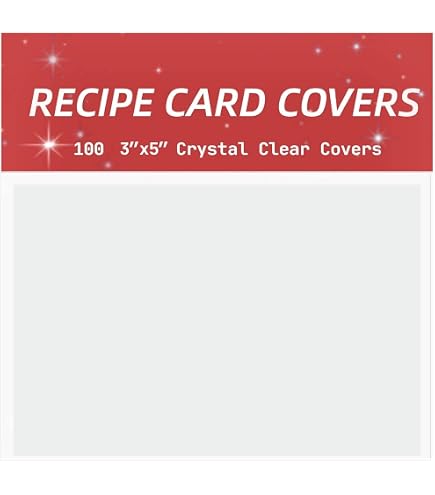 Amazon.com: Recipe Cards Protector Sleeves - 3.5x5 inch 100Pcs Thick Clear  Plastic Acid-Free Sleeves Pockets for Recipe Organizer & Bridal Shower  Gifts