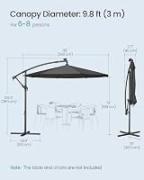 SONGMICS Cantilever Garden Parasol Umbrella 3m with Base Grey GPU118G01V1 view 7