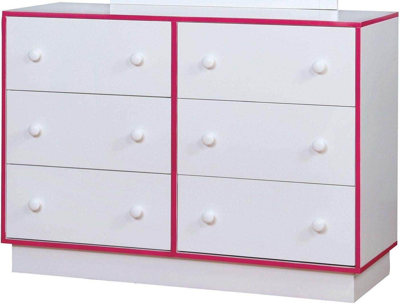 Amazon Com Furniture Of America Bobbi Pink And White Dresser