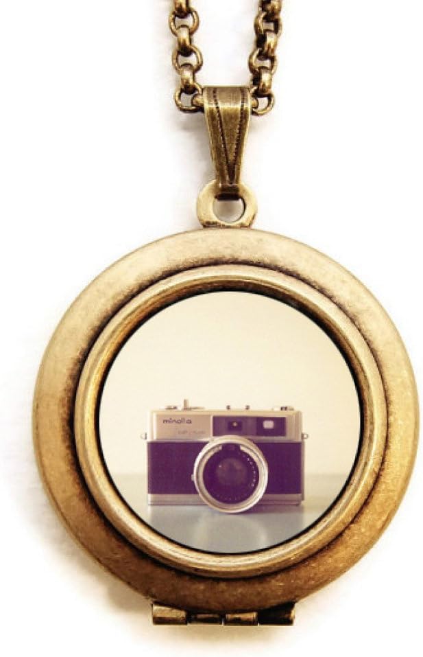 Dearest Mine Women's Brass Plated Peacock Feather Petite Photo Locket Necklace 18 Inches
