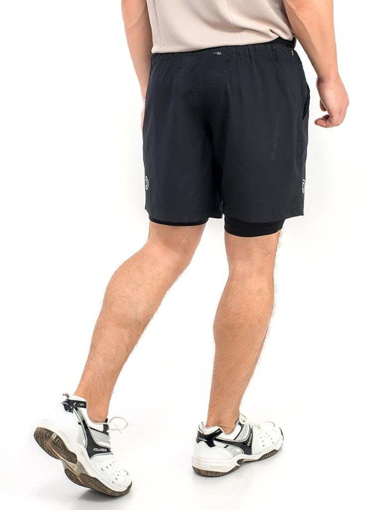 truerevo double layered sports shorts with phone pocket for men