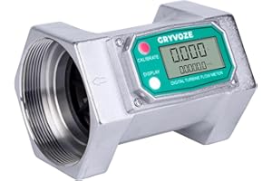 GRYVOZE 3 Inch Digital Flow Meter, 21-264 GPM Inline NPT Thread Fuel Turbine Flowmeter with LCD Display for Water, Diesel, Ga