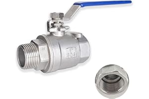 ZOUNI 1 Inch Ball Valve, Heavy Duty Male NPT (MNPT) X Female NPT (FNPT) Thread with Long Handle Switch, 304 Stainless Steel NPT Full Port Forged 1" Ball Valve for Water Oil and Gas, 1000 WOG (1 Piece)