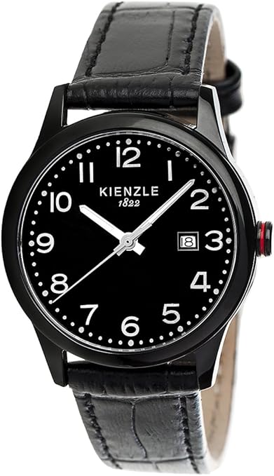 WENGER Orologio da polso da uomo SWISSGEAR, cinturino in pelle, analogico al quarzo, impermeabile fino a 100 m, 42 mm, Swiss Made, nero, Nero , cinghia