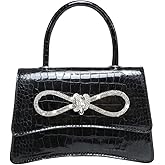 QWINEE Womens Bow Evening Bag Sparkly Clutch Purse Wedding Party Purses Glitter Rhinestone Cocktail Prom Handbags