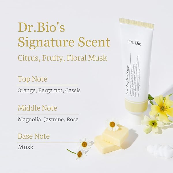 DR.BIO NOURISHING HAND CREAM (2.7OZ/80ML), MOISTURIZER TREATMENT FOR DRY, SENSITIVE HANDS, REPAIR HAND LOTION WITH NON-GREASY, FAST-ABSORBING, HYDRATING FORMULA, NAIL CARE, TRAVEL SIZE, VEGAN