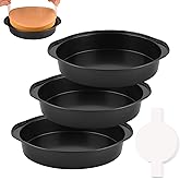 HUAKENER 8 Inch Cake Pan - Set of 3 Round Cake Pans with 100 Pieces Parchment Paper, Non-stick Cake Baking Pans with Handle, Dishwasher Safe
