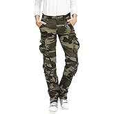 Mesinsefra Women's Cotton Casual Cargo Pants Military Army Tactical Combat Work Trousers with 8 Pockets