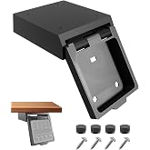 MQHXUY Under Desk Mount Compatible with Stream Deck Plus Studio Controller | Adjustable Tilt Stand with Protection Case &amp; 4 Replacement Knobs, Space Saving Desktop Holder, Easy Secure Installation