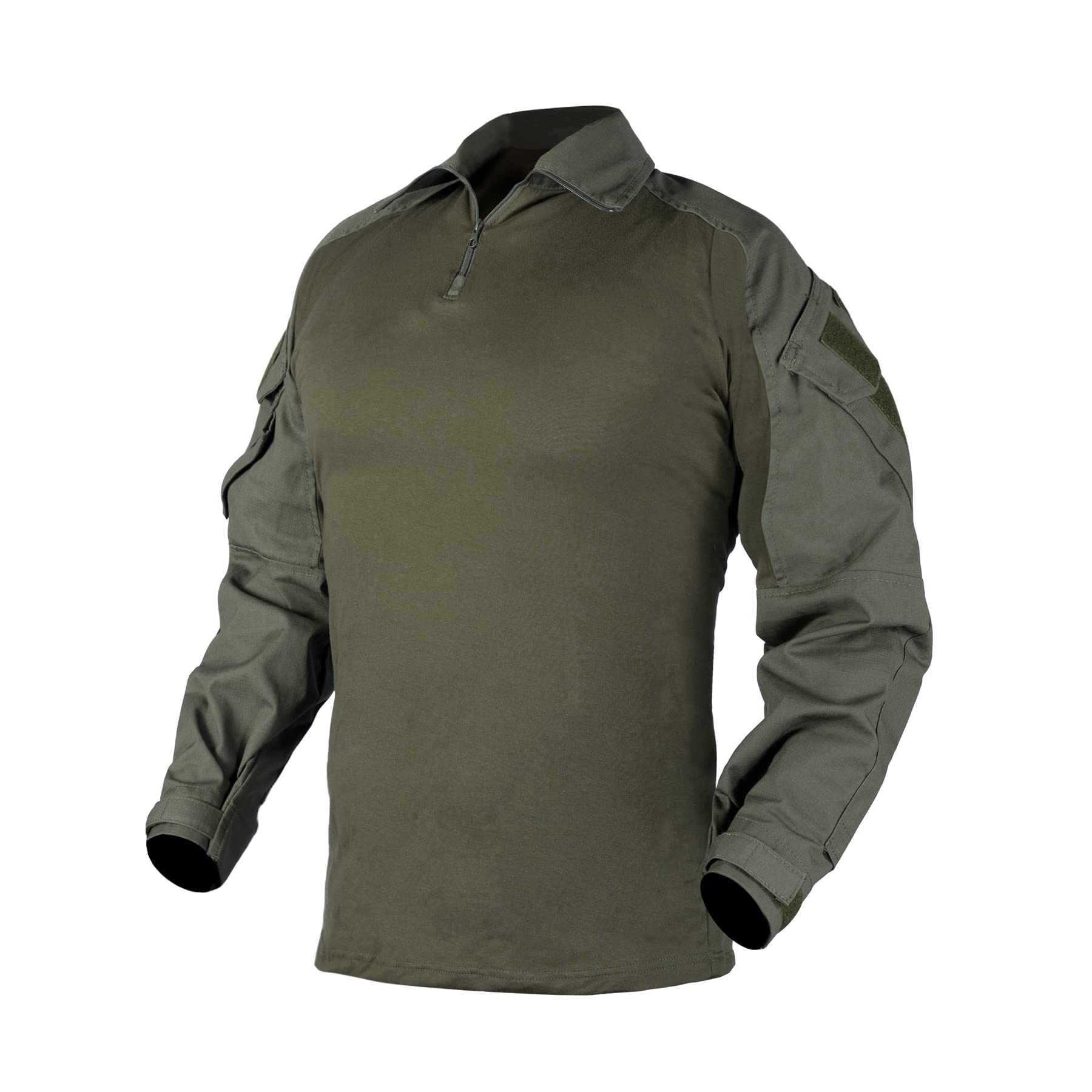 IDOGEAR Men G3 Combat Shirt with Elbow Pads Rapid Shirts 1/4 Zip Long Sleeve Tactical Military Airsoft Clothing with Pockets (Ranger Green, Large)