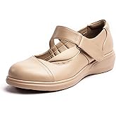 Cusolemore Women's Mary Jane Flats with Arch Support, Round Toe Nude Mary Janes, Nude Flats for Women, Comfortable Dress Shoes for Work Office Casual Walking Size 9