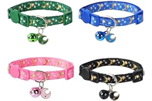 SuperBuddy Cat Collars Breakaway with Bell - 4 Pack Cat Safety Collars for Boys & Girls - Safety Buckle Kitten Collar for Pet Supplies,Stuff,Accessories