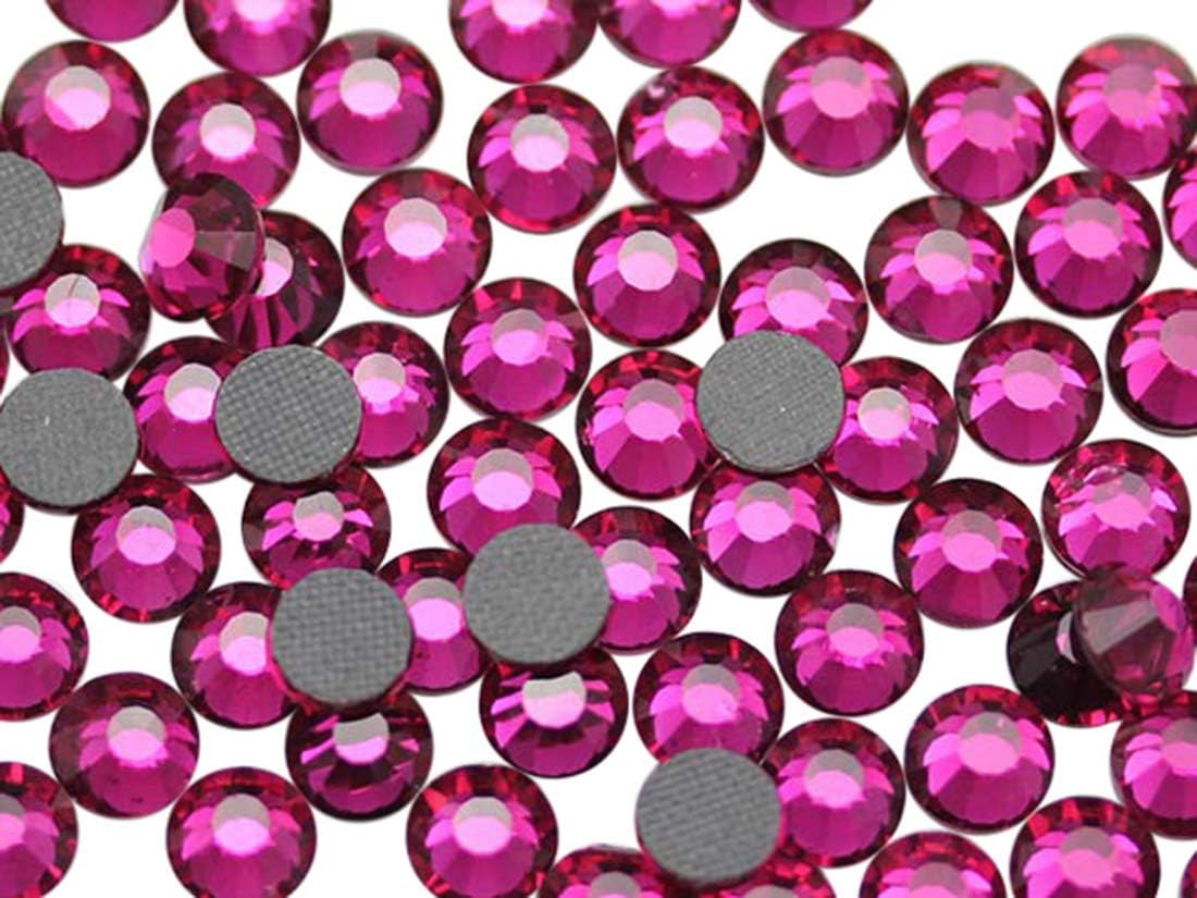 Allstarco SS16 Pink Fuchsia Y502 Hotfix Crystal Rhinestones DMC Iron On Flat Back Strass for Nail Art Heat Set Gems Embelishments (10 Gross) - 1440 Pieces
