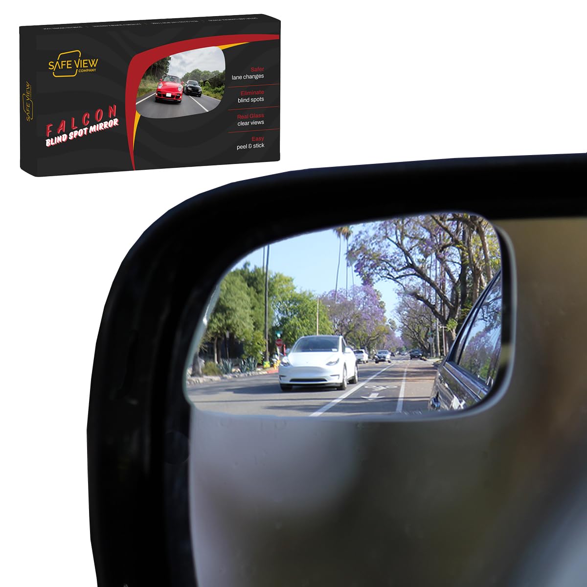 Photo 1 of Blind Spot Mirrors for Cars - by Safe View Company - Change Lanes Confidently - Made from Real Convex Glass - Long Lasting - Easy Peel & Stick (Falcon), SVCBAME23