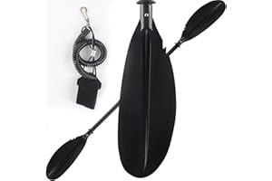 Gzlozak Kayak Paddle, Retractable 70-96inch Adjustable Length Paddling Paddle, Heavy Duty Adjustable Shaft Comfort Handle with Paddle Cord for Kayak Paddling Canoe River Tubing (Black)