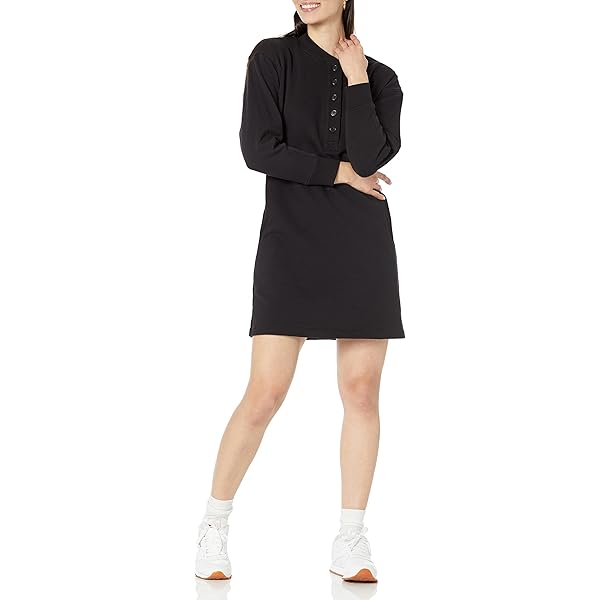 Amazon.com: Amazon Essentials Women's Long Sleeve Crewneck Fleece  Above-The-Knee Dress with Ribbed Detail, Black, X-Small : Clothing, Shoes &  Jewelry