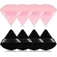 8Pcs of Triangular Powder Puff Makeup Sponges, Made of Super-soft Velvet, Designed for Contouring, Eye, and Corner, Beauty Blender Foundation Mixing Container.