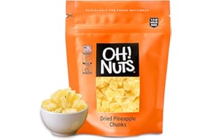 Oh! Nuts Dried Pineapple - 1.5 LB - Dried Fruit Chunks - Less Sugar Added - Dehydrated Fruit Bites - Packed in New York Zip-Seal Bag for Exceptional Freshness