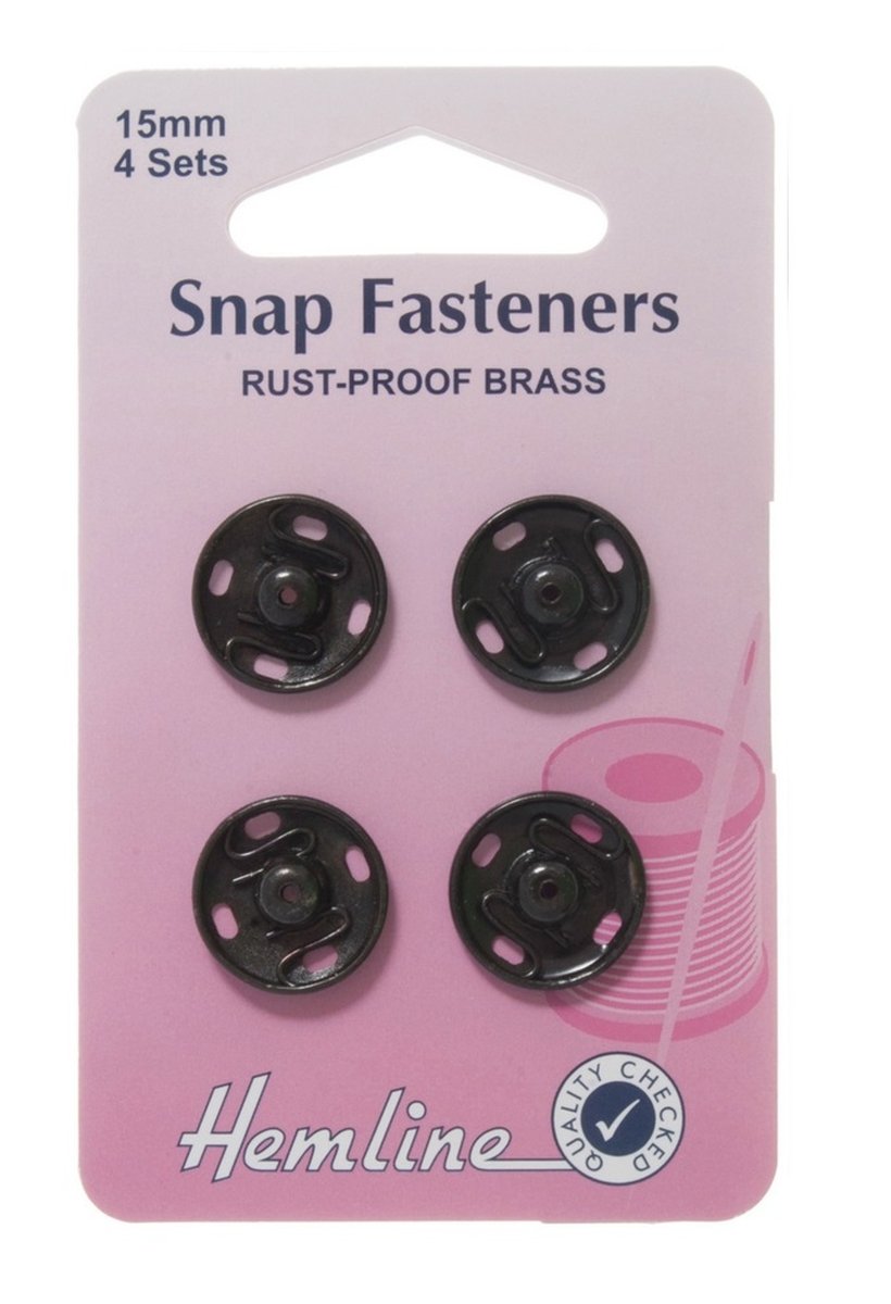 Sew On Snap Fasteners 15mm Black