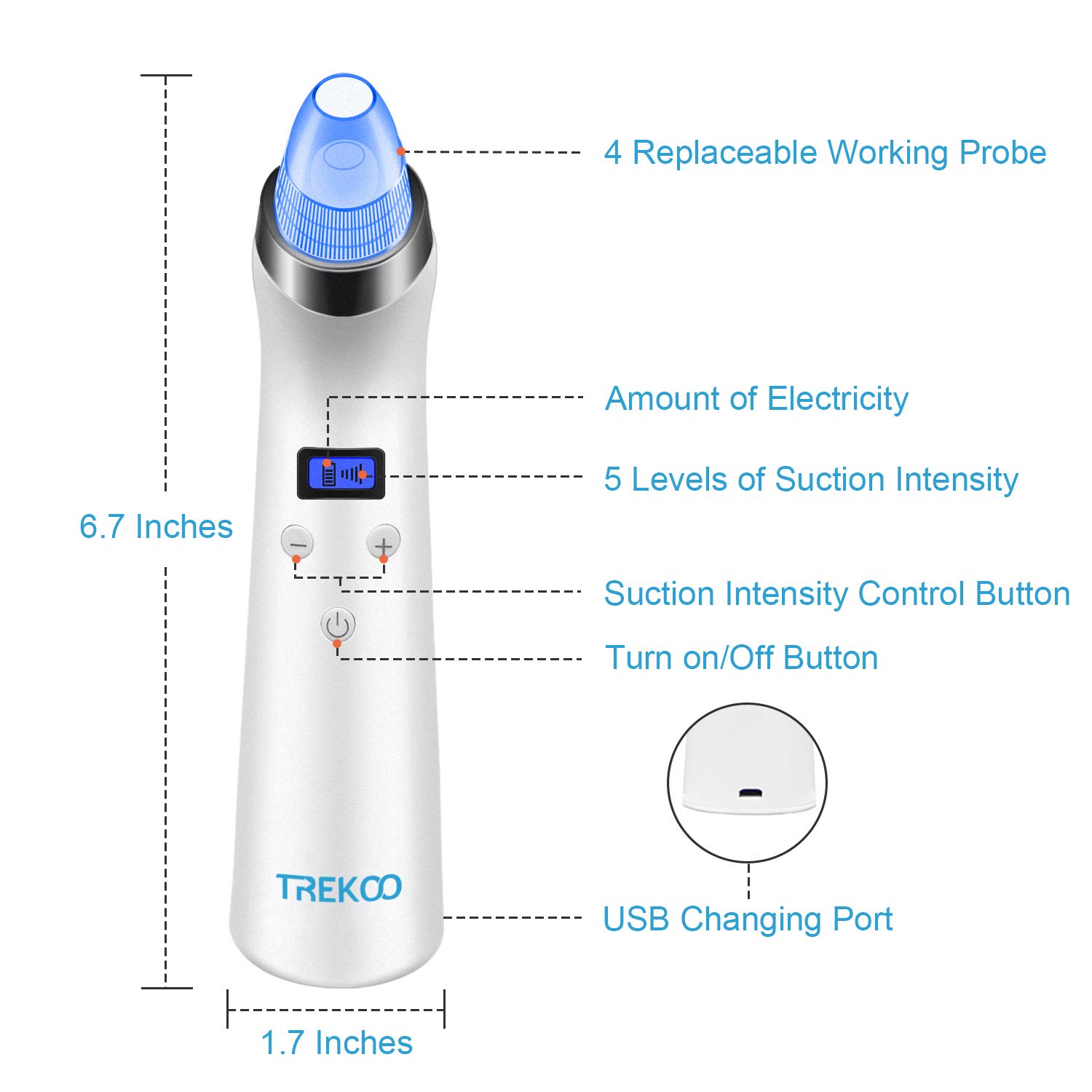 Blackhead Remover Vacuum - Electric Blackhead&Blemish Removers Pore Vacuum Suction Device Cleaner Extractor Tool Beauty Comedo Removal for Men&Women: Beauty