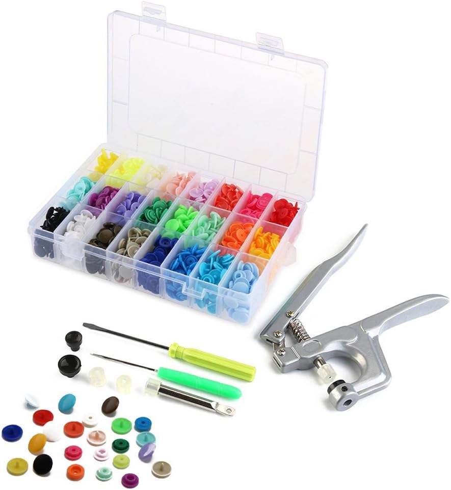 Iware KAM Snaps 360pcs T5 Plastic Buttons Stubs Poppers Fastener Snap Pliers